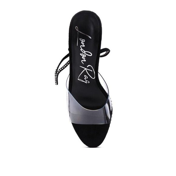 SUGAR MOM STRAPPY DIAMANTE PLATFORM HIGH HEELS - Black Size 6